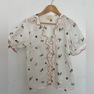 Adorable embroidered floral blouse from Sezane 42/XL